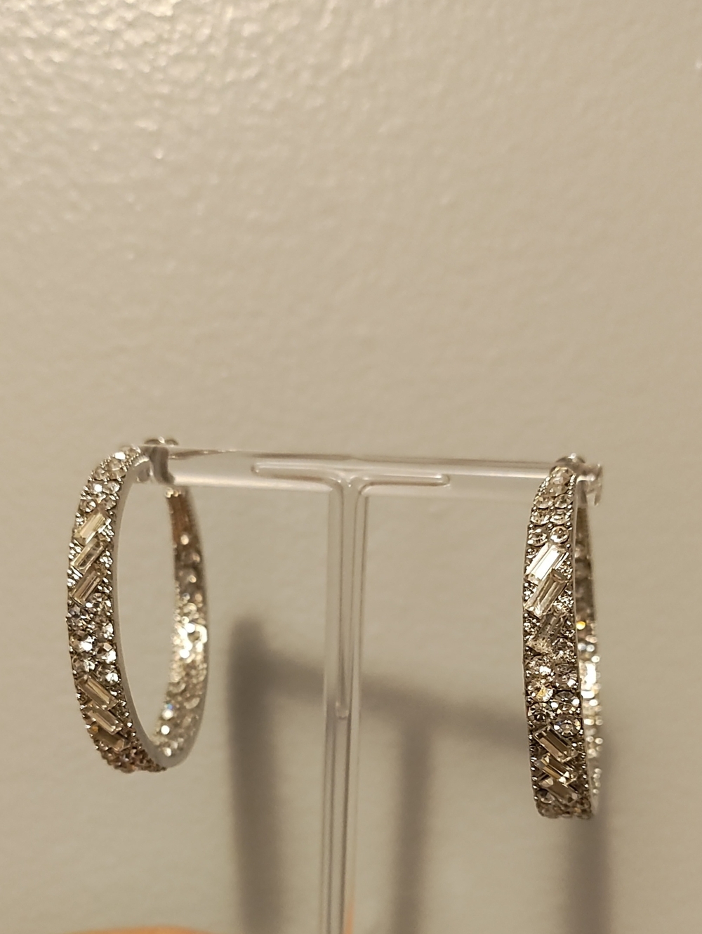 Sterling Silver Crystal Hoop Earrings - Silver Sparkle